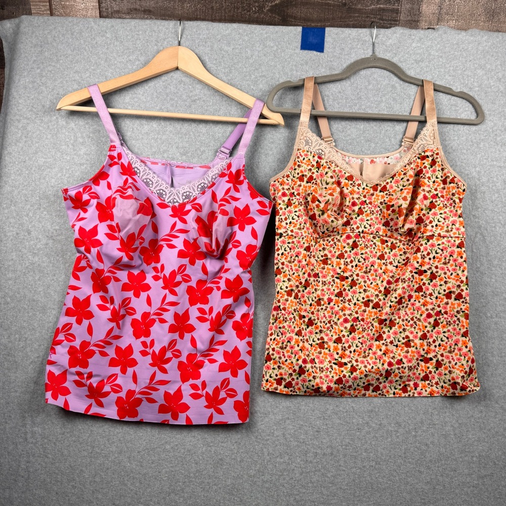 Ruby Ribbon Camisole LOT x 2 Womens Size 42 Floral Lace Trim Shaping Stretch